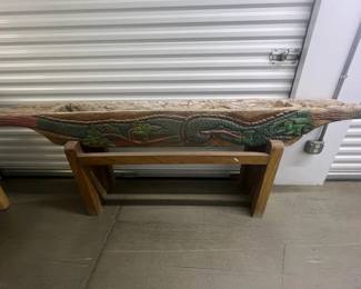 FTH302- Balinese Carved Wooden Trough 