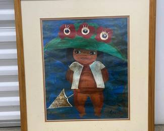 FTH182- Original Painting Keiki & Her Umbrella