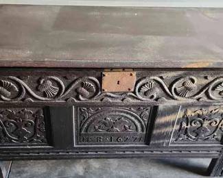 FTH361 - Vintage Dark Wood Storage Chest