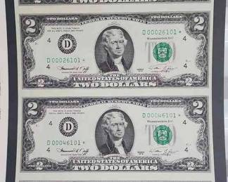 FTH517 - Uncut/Uncirculated $2 Bills (4)