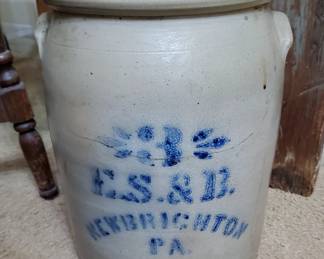 E.S.&B. Newbrighton PA 3 Gallon Stoneware Crock