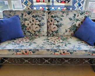 Vintage 1950s Vinyl Aluminum Patio Glider Sofa