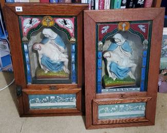 ANTIQUE CATHOLIC LAST RITES SHADOW BOXES