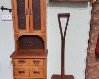 Amish style mini hutch, Antique Handmade Wooden Shovel…