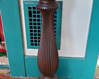 Antique 1900s Victorian Mahogany Pedestal  Plant Stand With Carved Column