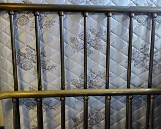 Antique Early 1900s Brass Bed Frame With Rails And Cross Bars - full size 