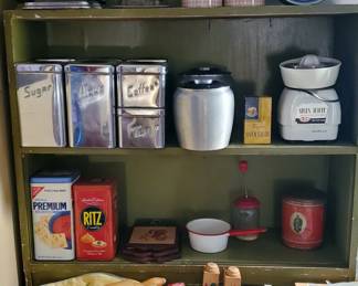 Vintage kitchen - MCM Proctor Silex Electric Juicer Strainer, MCM Metal Chrome Canister Set, 