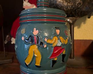 Vintage Red Wing Dancing Peasants Cookie Jar,