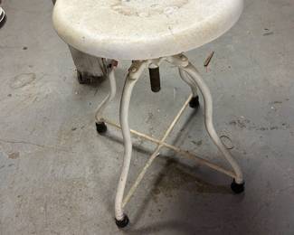 Antique Vintage Industrial Factory Metal & Cast Iron Stool Machine Age Chair