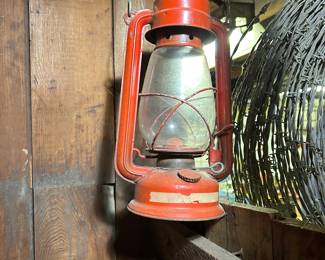 1960s Railroad Oil Lantern...Red Paint...Handled 