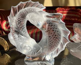 Large Crystal Double Koi Fish Sculpture 