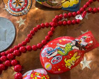 Vintage tin lithograph clicker toys. 1960's