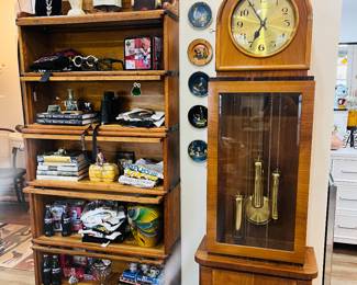 German grandfather clock, Tall barrister bookcase.