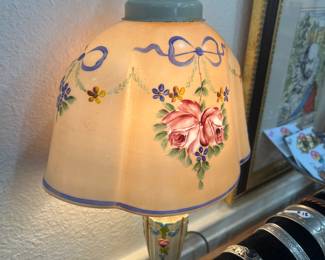 Antique lamp hand painted. Love.
