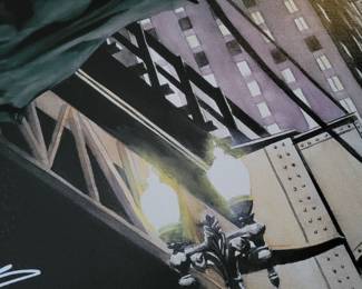 Batman Descent on Gotham Giclee on Canvas