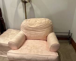 Ethan Allen rocking chair; $50; Brass floor lamp $30