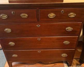 Antique mahogany 6 drawer bachelor's chest/dresser; $300