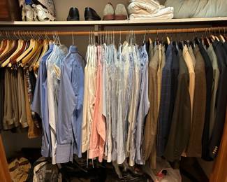 Brooks Brothers: dress pants ($20); dress shirts ($10); and sport coats ($25)