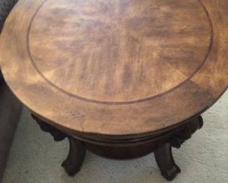 Lush Sofa And Circular Side Table 