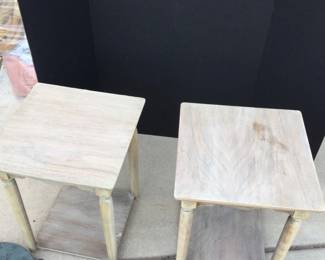 Light Toned Wood Night Stands, Luggage Stand, And Floor Lamp 