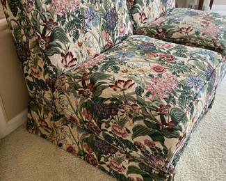 Floral Tapestry Sitting With Two Framed Art Pieces 