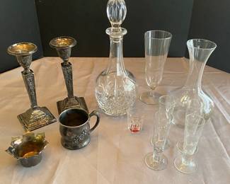 Victorian Metal Silver, Cristal And Retro MidCentury