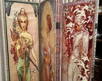 Hand Painted Four Seasons Room Divider/Screen