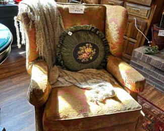 Childress Custom Upholstered Chair, Needlepoint Pillow