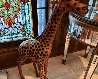 Leather/wood Giraffe