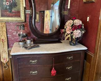 Marble Top Chest with Mirror