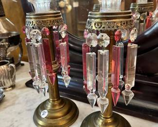 Antique Crystal Candleholders 