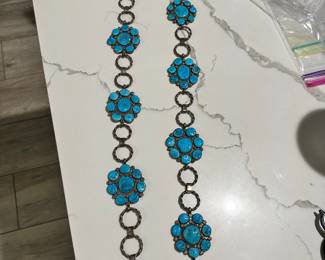 Native American Sterling and Turquoise Belt