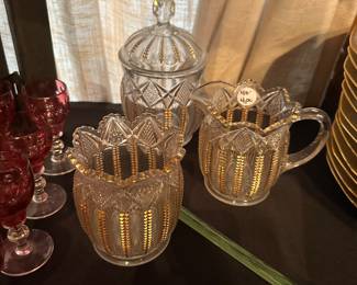 Crystal and Gold Cream and Sugar