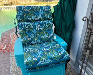 Adirondack Chairs and Cushions, Umbrella