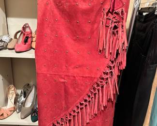 Suede Leather Wrap Skirt