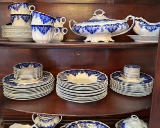 Johnson Brothers Flow Blue Gold Trim China Set