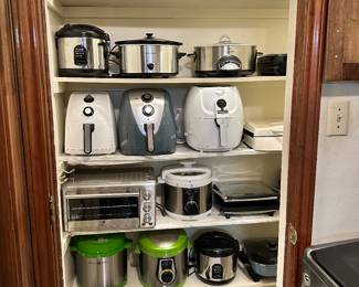 Kitchen Appliances; Air Fryers, Pressure cookers, Crock pots, Toaster ovens, etc.