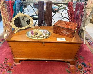 Wood Trunk, Mirror, Watch Box, Mirrored Tray