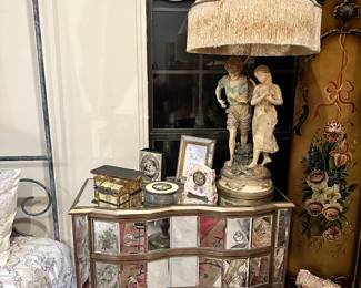 Mirrored Chest, Lamp, Frames, Boxes