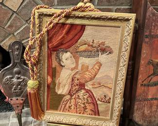 Needlepoint Framed Picture with Easel