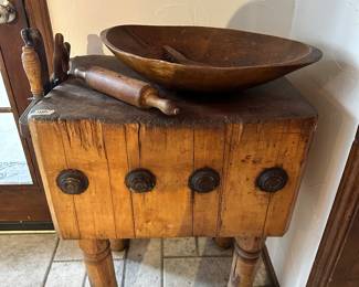 Vintage Butcher Block and Tools