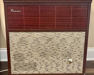 Vintage MCM Emerson 50’s-60’s Console w/Record Player Changer -Beautiful exterior - record player needs repair.