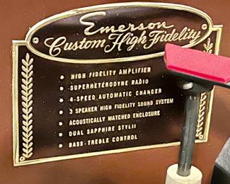 Vintage MCM Emerson 50’s-60’s Console w/Record Player Changer -Beautiful exterior - record player needs repair.