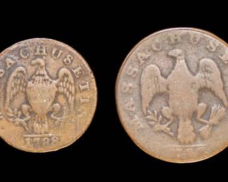 Lot 104: 1788 Colonial Massachusetts Large & 1/2 Cents