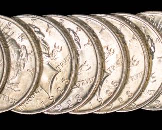 Lot 50: 1923 U.S. Silver Peace Dollars (10)