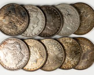 Lot 129: Mixed Date U.S. Morgan Silver Dollars (10)