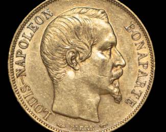 Lot 163: 1852 France 20 Frances Gold Coin