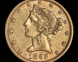 Lot 167: 1893-S U.S. $5 Liberty Head Gold Coin