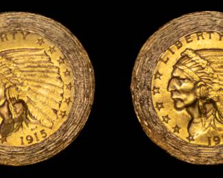 Lot 101: 14k U.S. $5 Indian Head Gold Coin Cufflinks