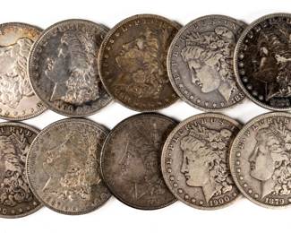 Lot 130: Mixed Date U.S. Morgan Silver Dollars (10)